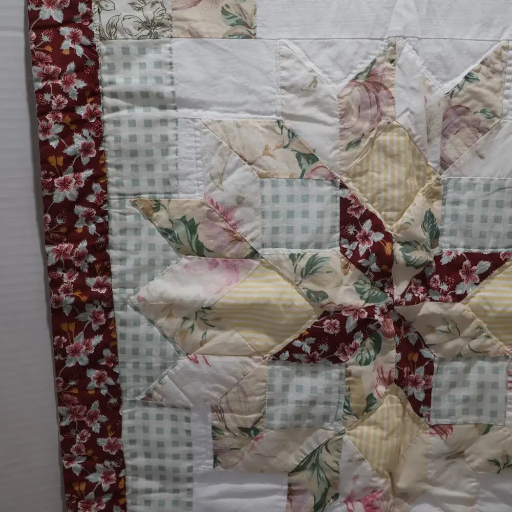 Quilted Floral Star Patchwork Pillow Shams Cover Standard Set of 2
